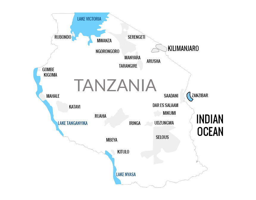 Tanzania safari map